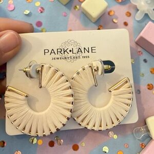 Park Lane Cream Wrapped Hoop Earrings with Gold Accents